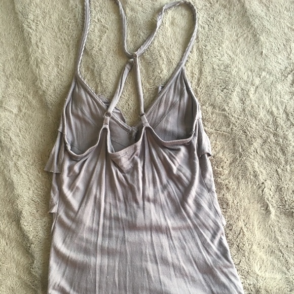 Guess Gray/ Violet Short Sleeve ruffle fancy top - Picture 3 of 4